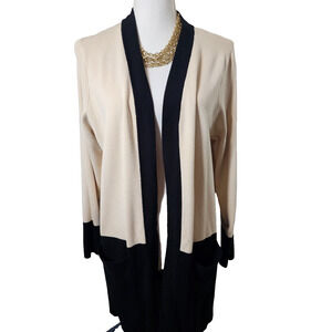 Louis Dell'Olio Whisper Knit Black Tan Open Hang Cardigan Size Large L
